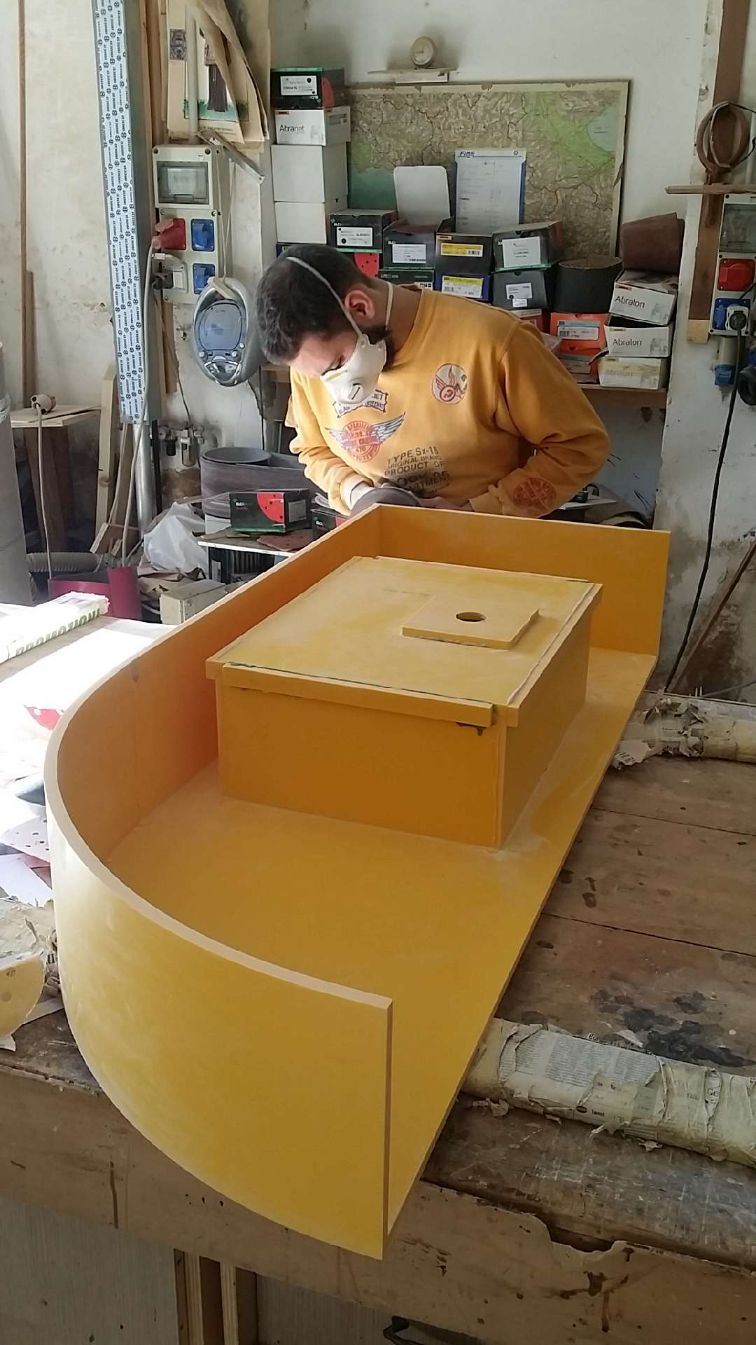 Working the Corian in the workshop