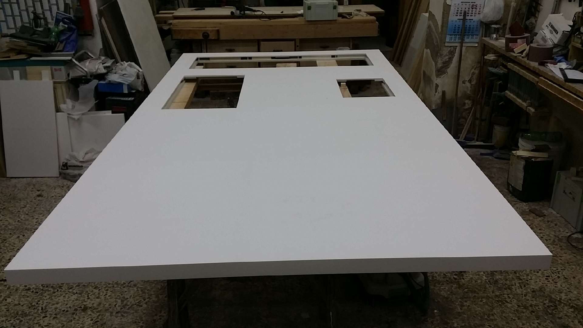 White Corian island top