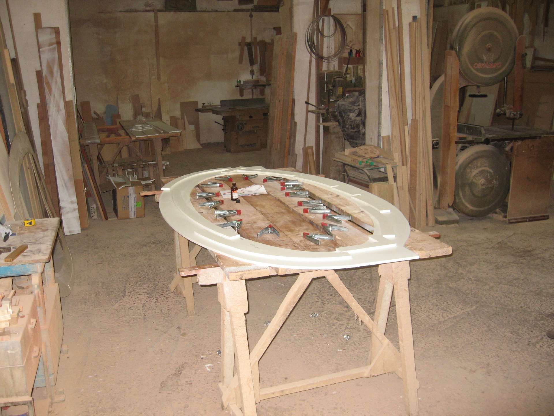 Table with an inlay being made in the joinery
